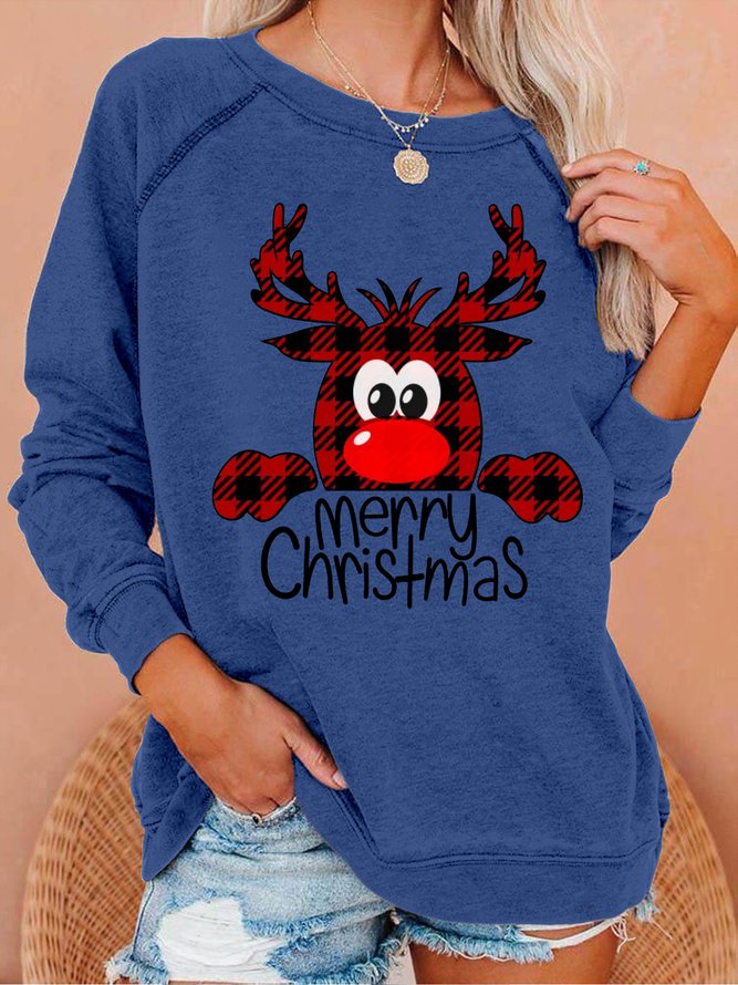 Women Funny Christmas Crew Neck Loose Sweatshirts