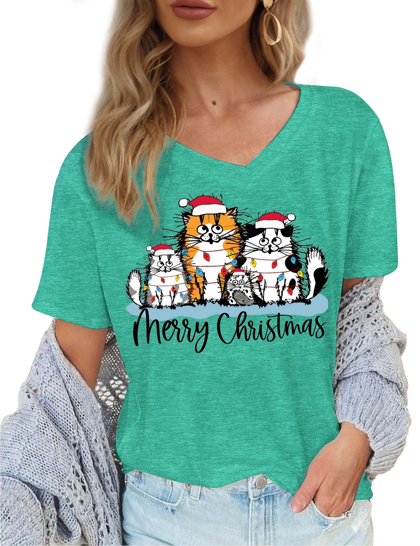 Fried cat Christmas T-shirt