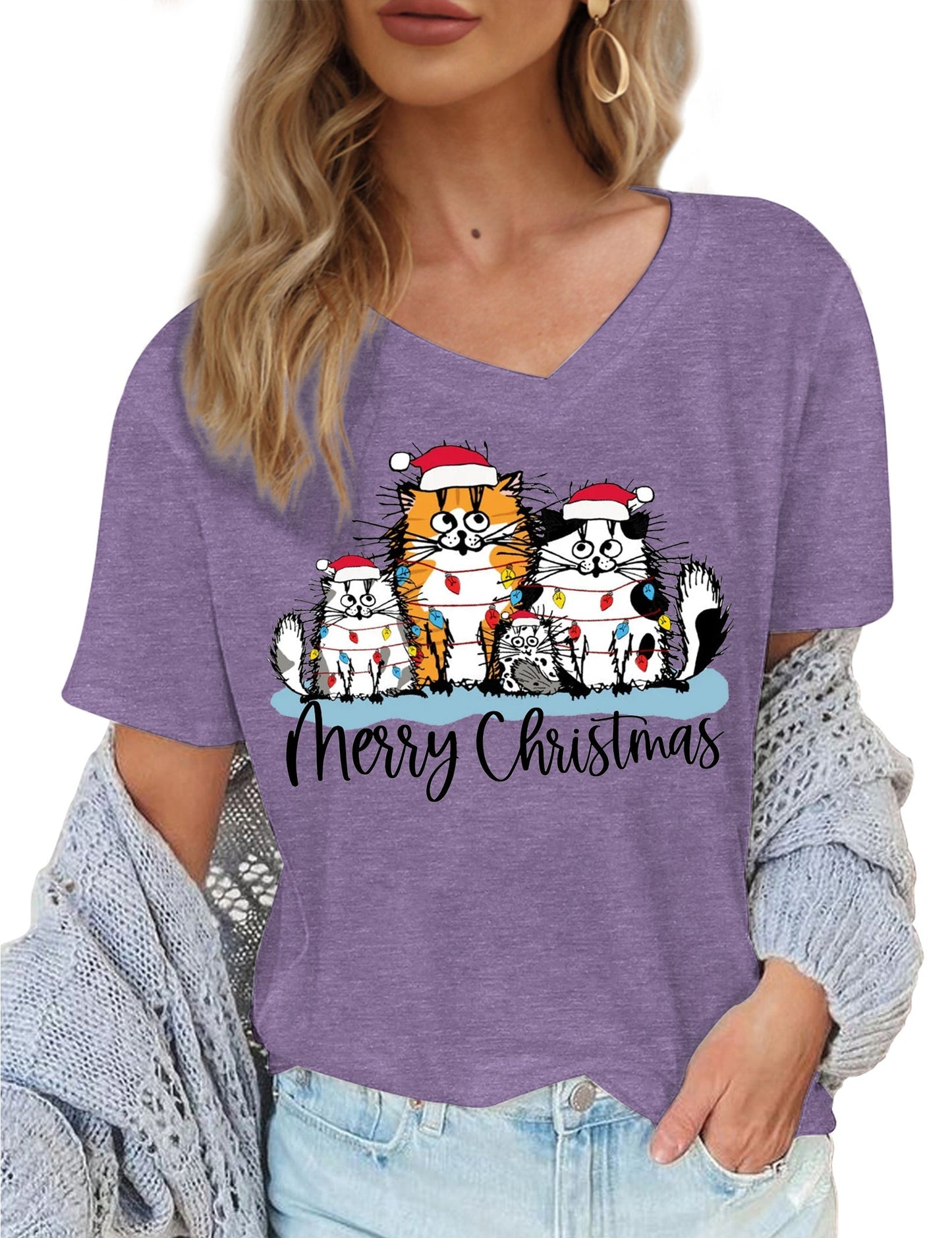 Fried cat Christmas T-shirt