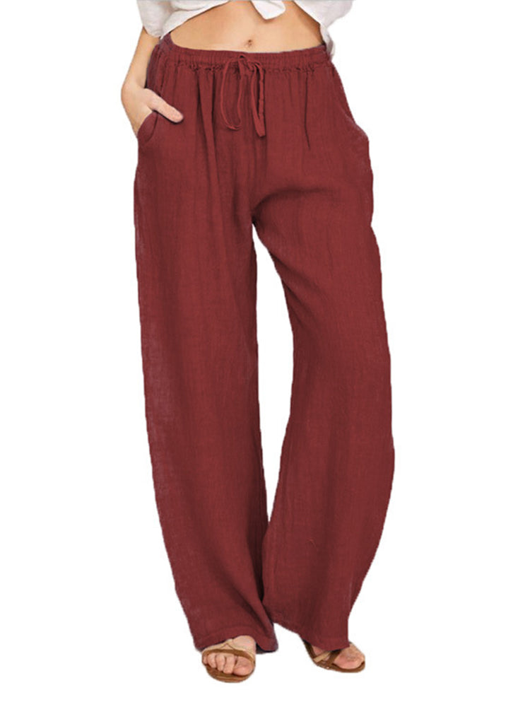 Large size loose cotton and linen casual pants