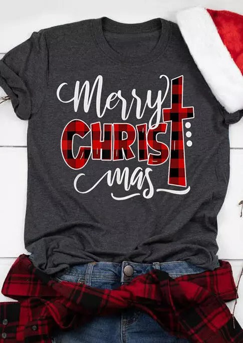 Plaid Merry Christmas T-Shirt