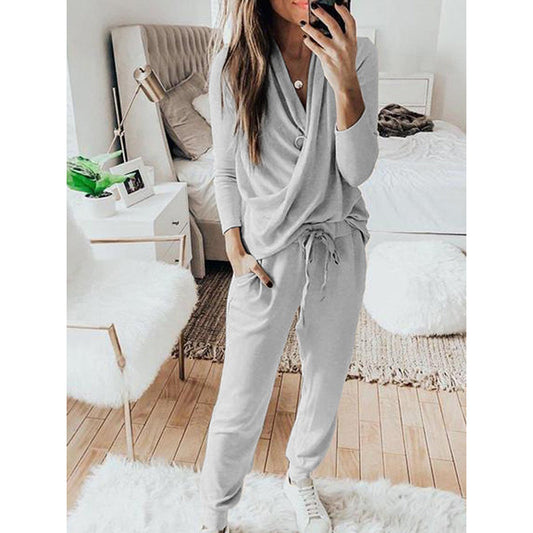 Long-sleeved trousers solid color casual set