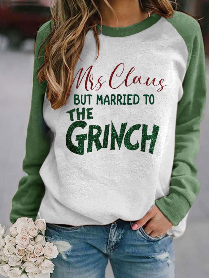 Mrs. Claus But Married To The Grinch Print long sleeve T-shirt