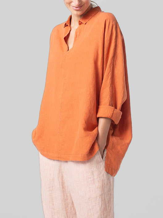Cotton And Linen Loose Loose Shirt - boddysize