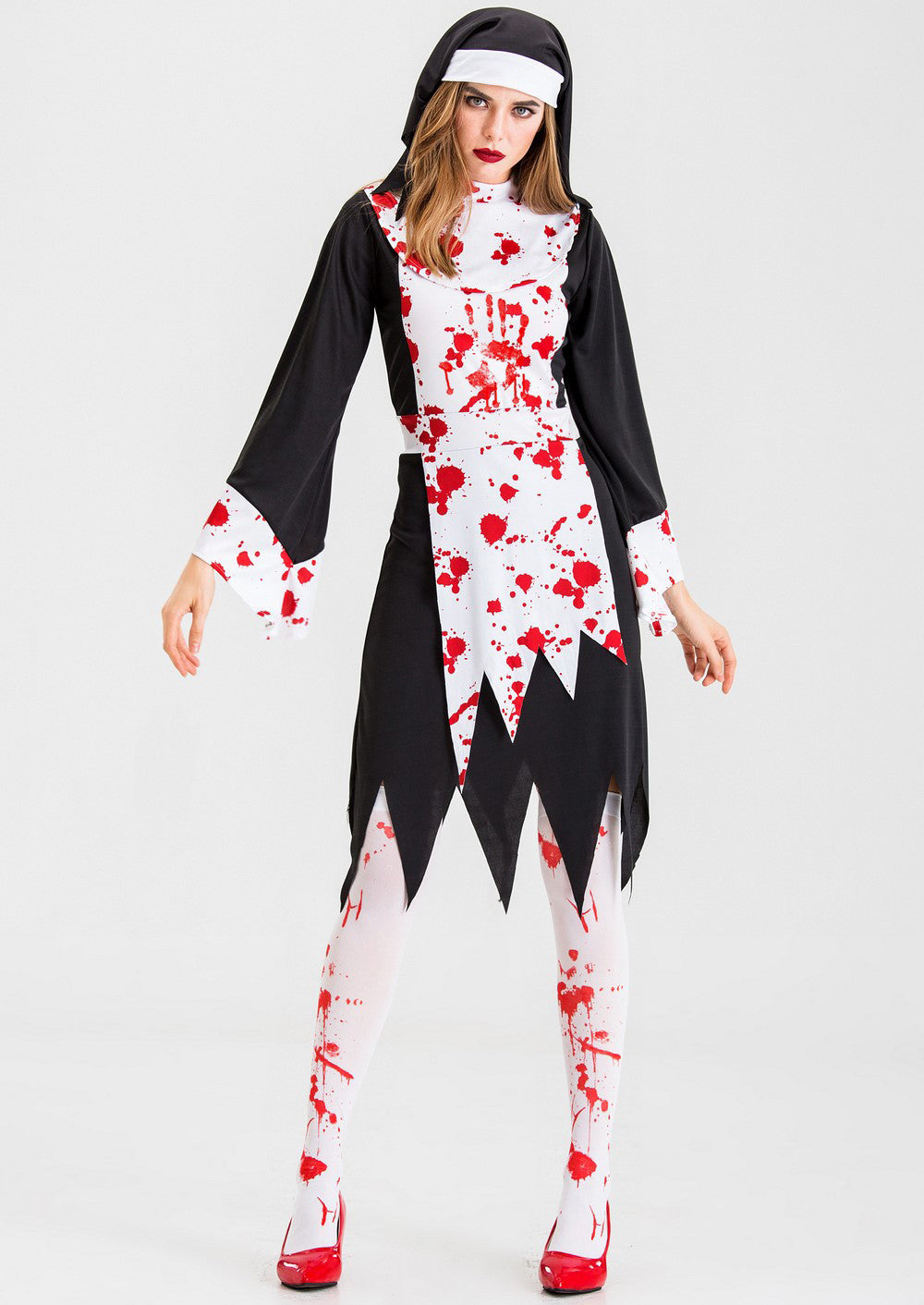 Vampire Zombie Nun Costume Halloween Costume Cos Costume Cosplay Blood Dripping Zombie Nun Costume