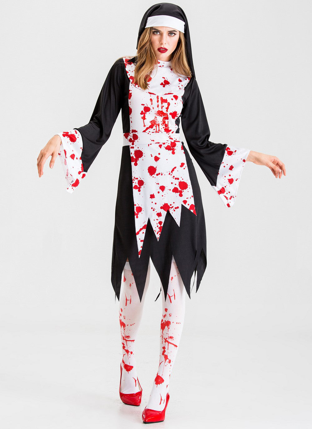 Vampire Zombie Nun Costume Halloween Costume Cos Costume Cosplay Blood Dripping Zombie Nun Costume
