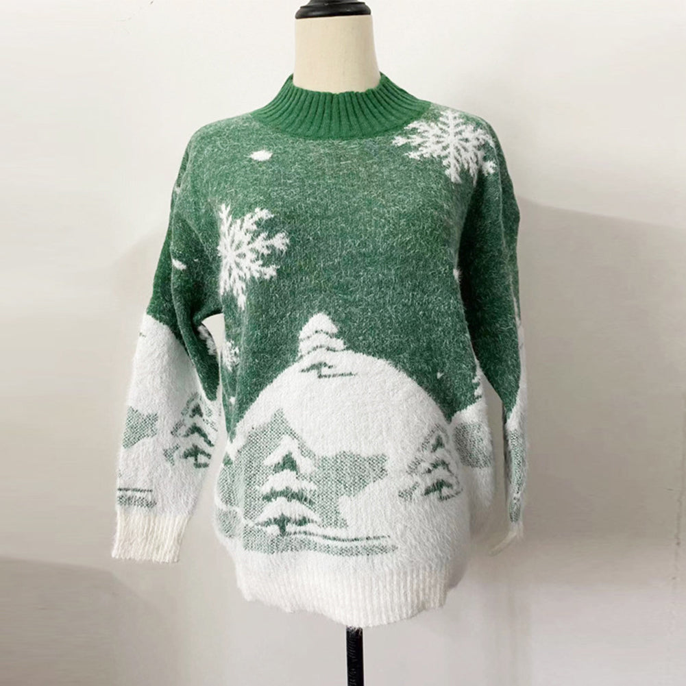 Christmas Sweater Turtleneck Long Sleeve Pullover Sweater Top