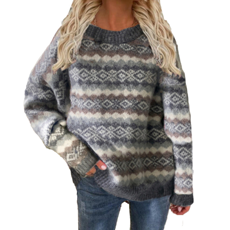Christmas Sweater Crew Neck Long Sleeve Pullover Sweater