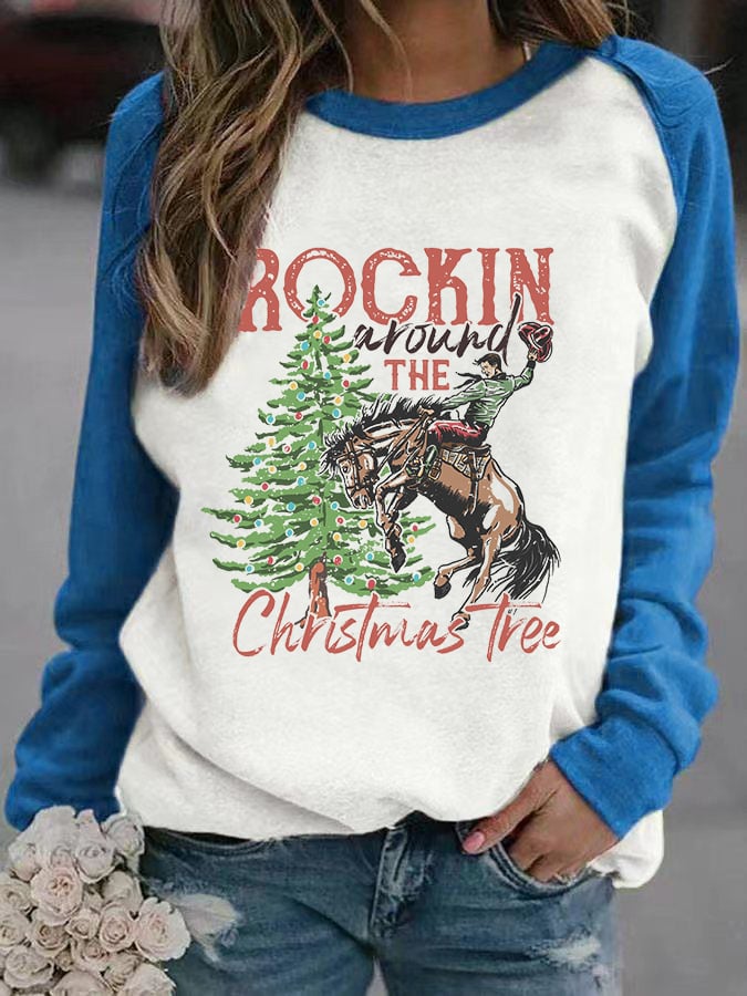 Women's Rockin Around The Christmas Tree Print Sweatshirt