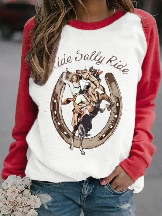 Women's Western Cowgirl Print Casual Sweatshirt