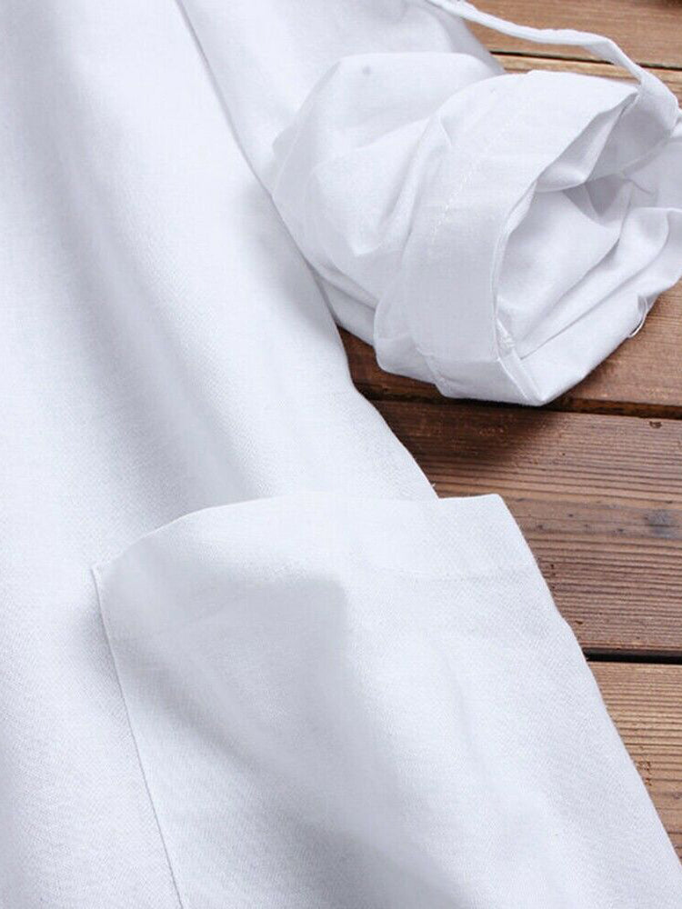 Cotton and Linen V-neck Midi dress