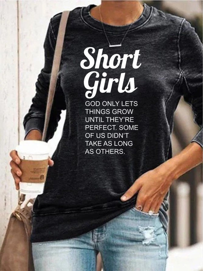 Womens Short Girl Crew Neck Sweatshirts
