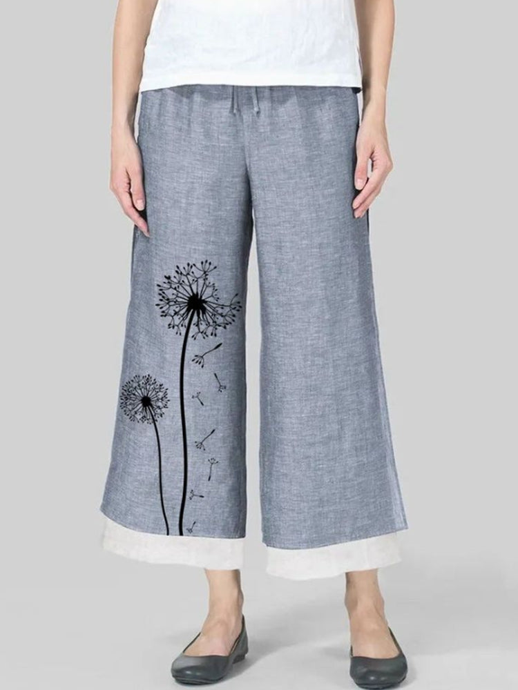 Dandelion Print Ladies Casual Pants