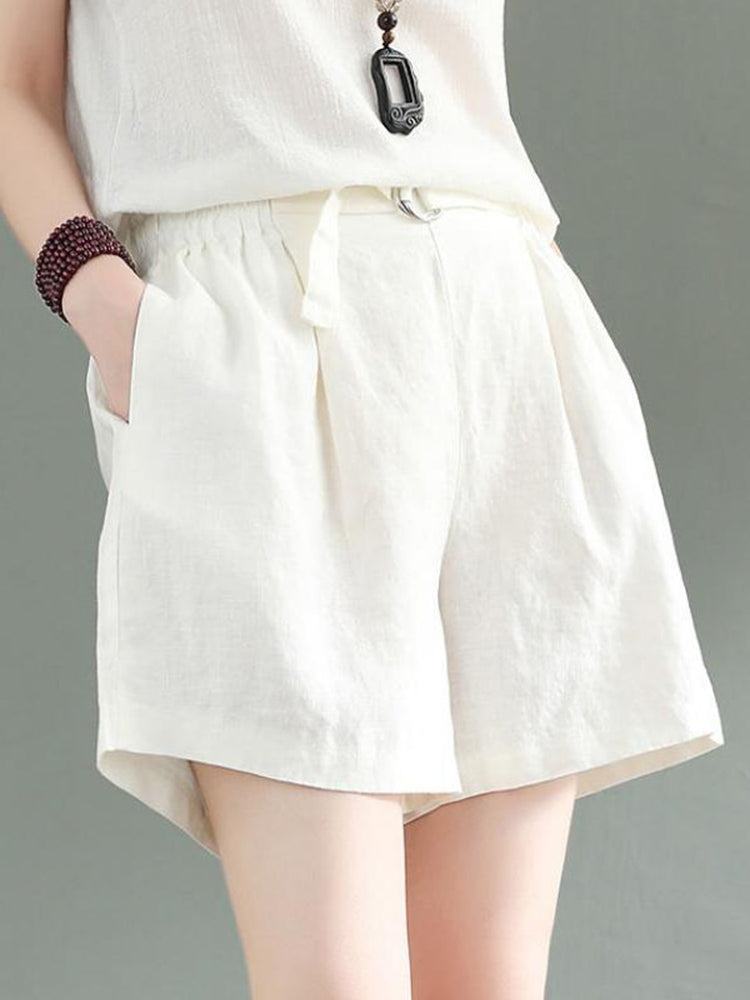 Summer Vintage Cotton Linen Shorts