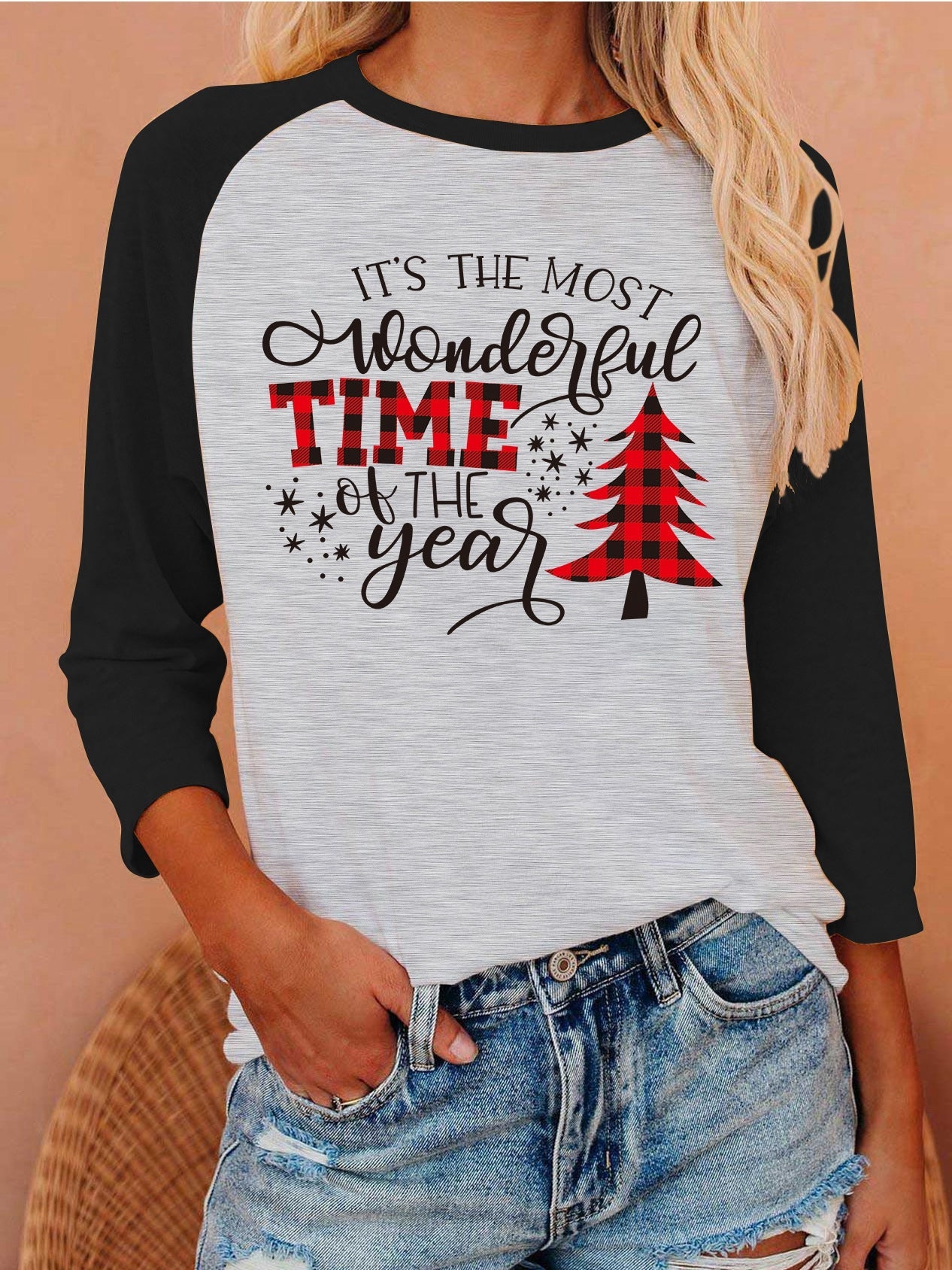 IT'S The Most Wonderful time Christmas 3/4 Sleeve T-Shirt