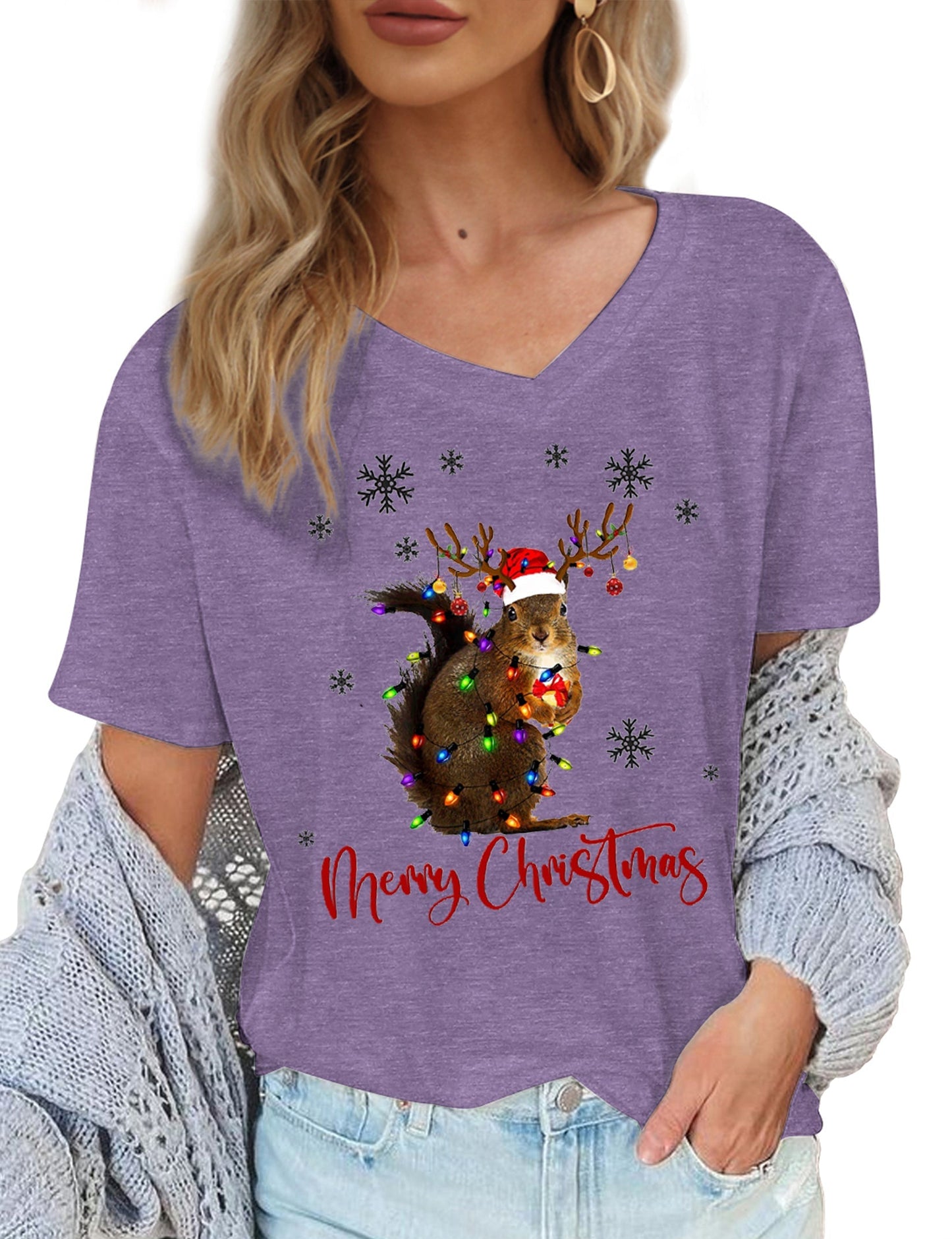 Christmas squirrel print T-shirt