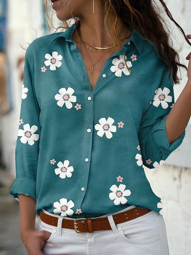 Women's Floral Graphic  Print Shirt Collar Collar Casual Shirt