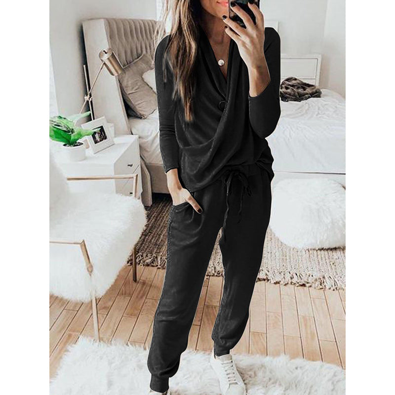 Long-sleeved trousers solid color casual set