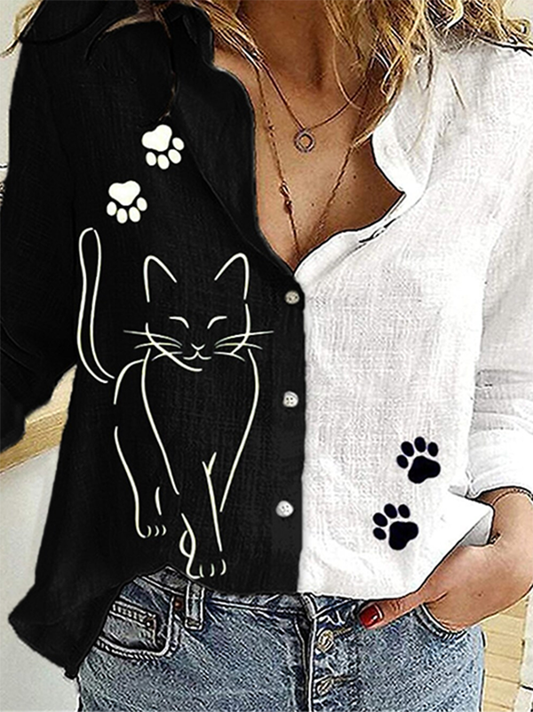 Casual Long sleeve Cat Blouse