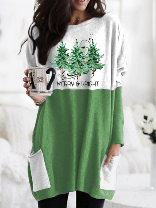 Women's Merry Christmas Print Casual Long Sleeve T-Shirt