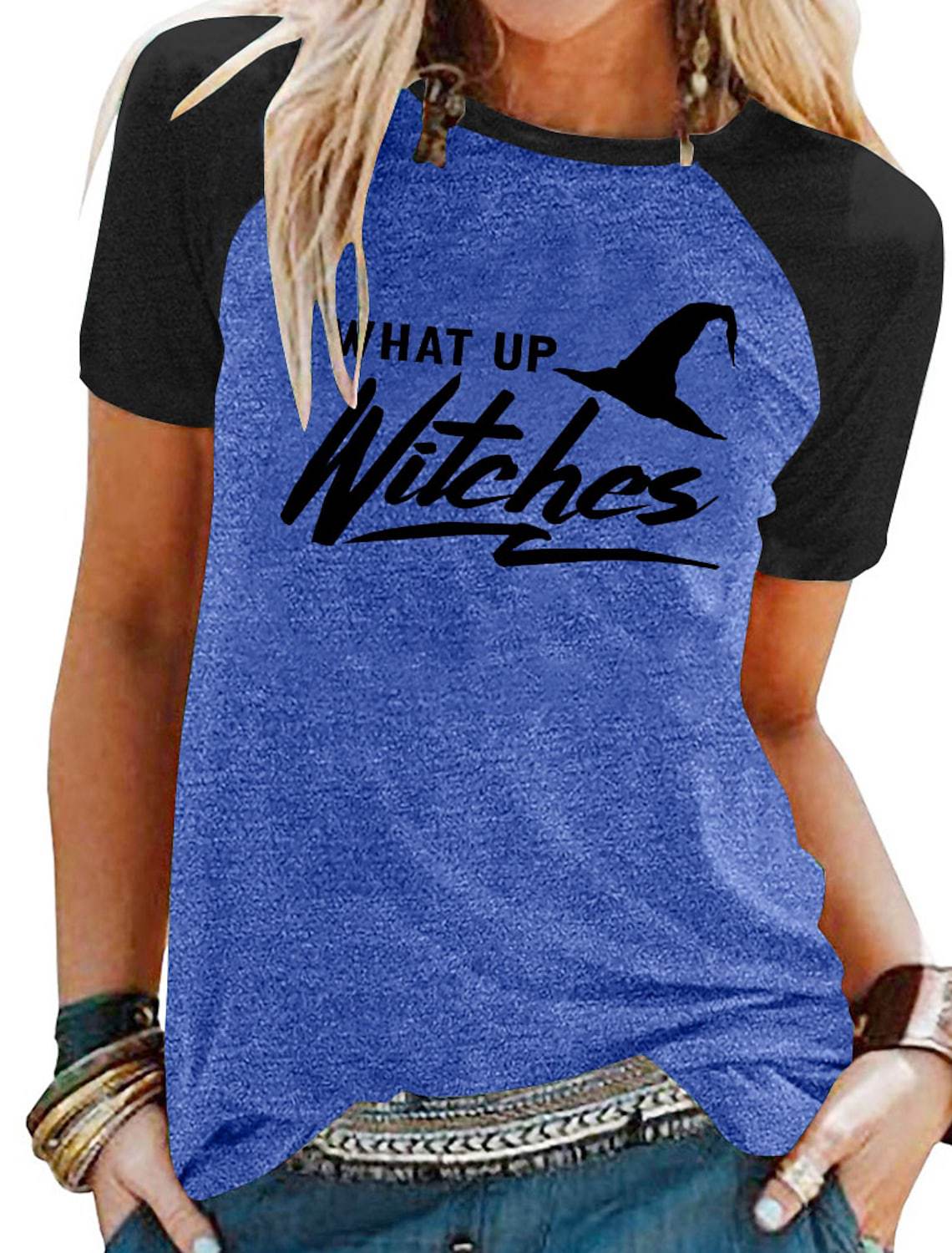 Women's Witch Hat Letters Halloween Short Sleeve Printed T-Shirt