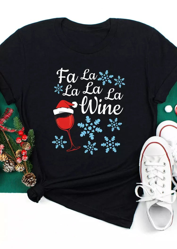Christmas  Wine Glass Snowflake T-Shirt