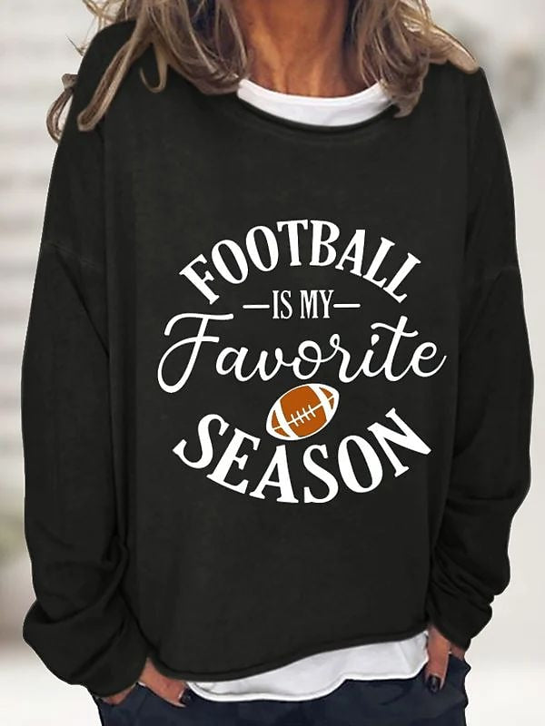 Women's  Letter Football Is My Favorite Season Loose Casual Sweatshirt