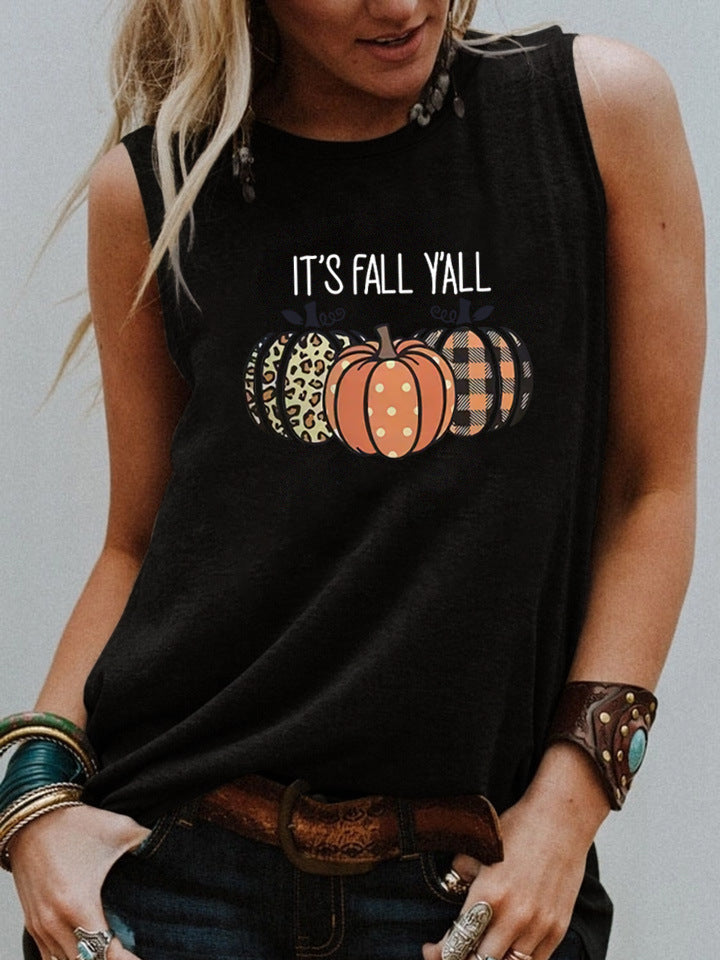 Halloween Pumpkin IT'S FALL Y'ALL Letter Print T-Shirt