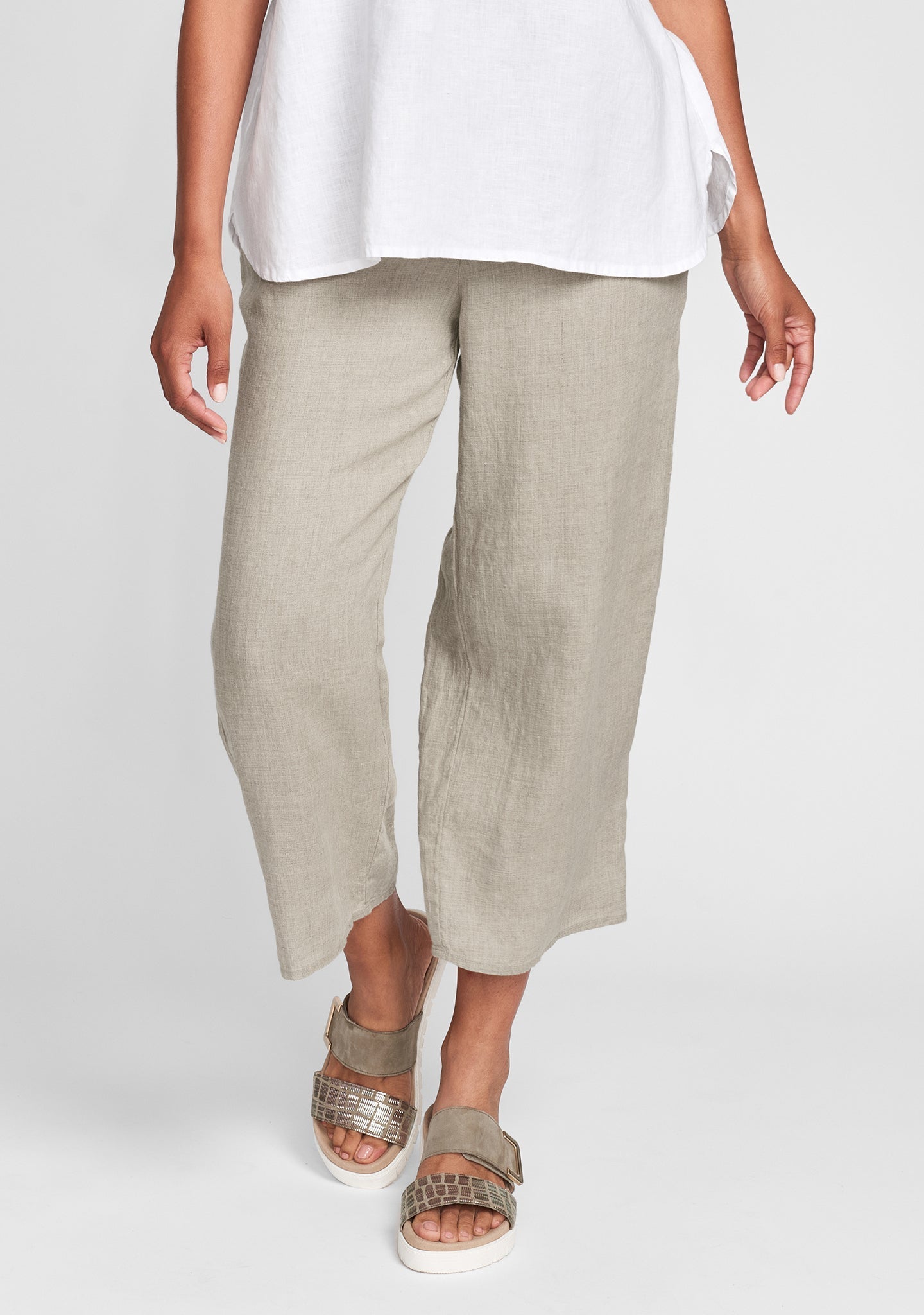 Cotton Linen Pants With Elastic Waist - boddysize