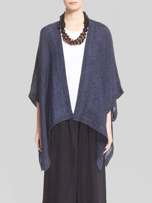 Cotton And Linen Square Sleeve Oversized Cardigan - boddysize